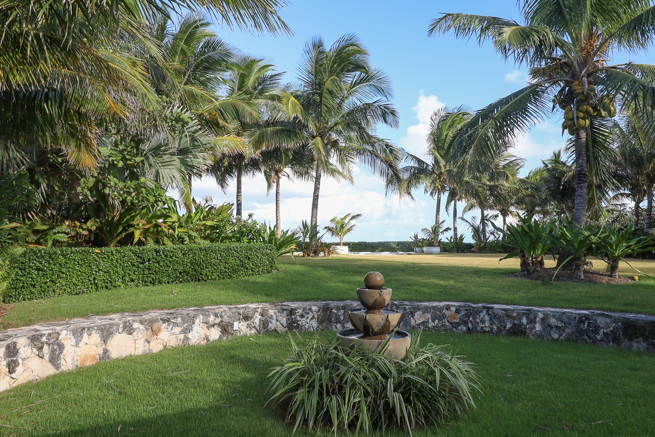 Tropical garden with ocean views at Hummingbird Cottages, Hope Town Bahamas